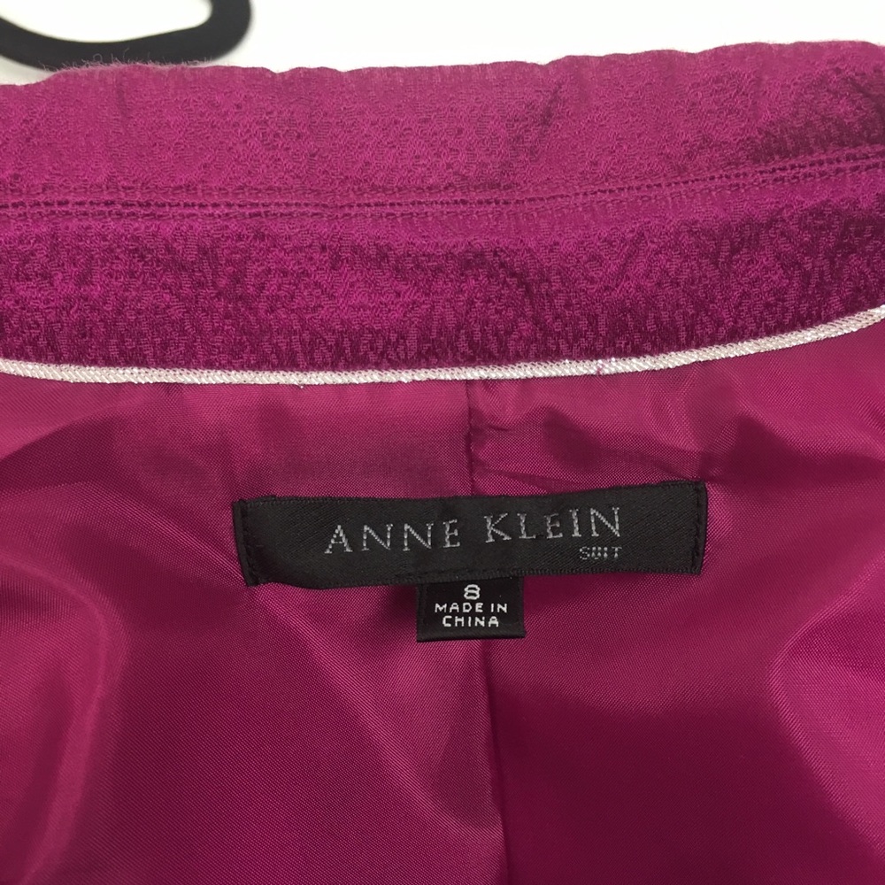 Anne Klein Fuchsia Textured Silk Wool Blazer - Picture 5 of 8